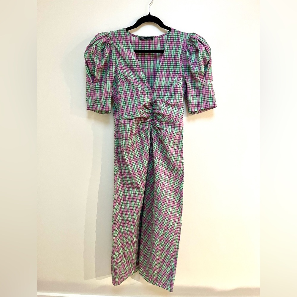 ZARA seersucker midi dress size Large - Picture 4 of 10